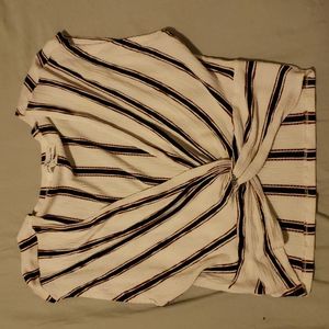 Cropped dress top white with blue and red strips